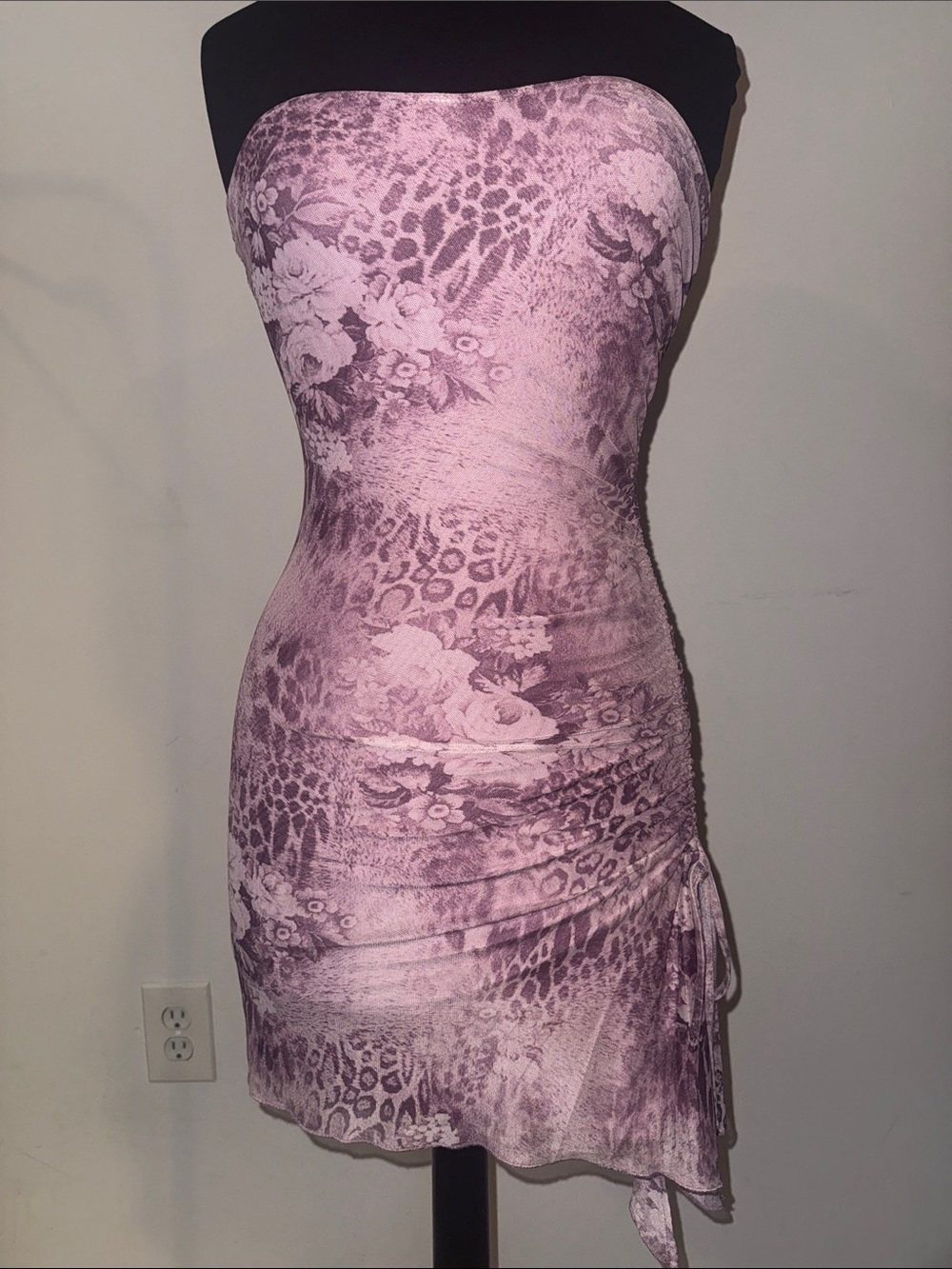 Princess Polly Lavender-Pink Strapless Animal Floral Bodycon Dress
